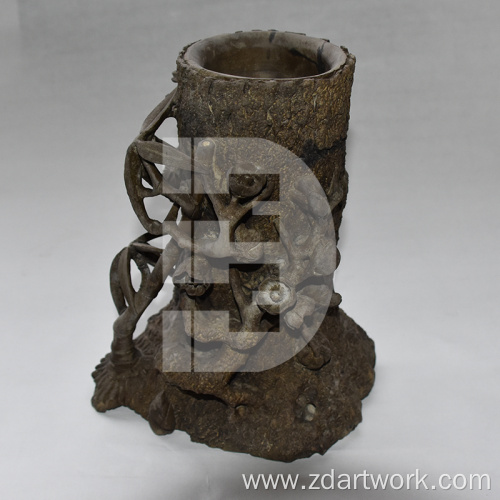 Stone tree root pen container